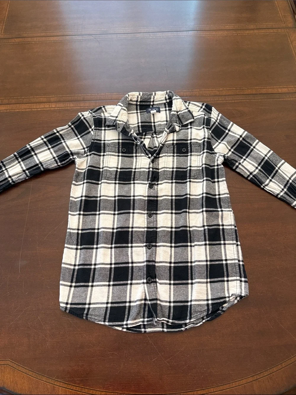The Children's Place Black & White Plaid Button-Down Shirt